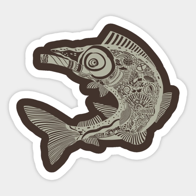 Smokin’ Salmon - Grey ink Sticker by BullShirtCo